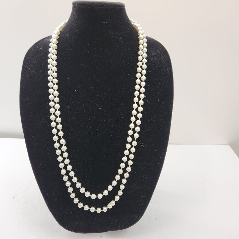 Vintage Faux Pearl Single-Strand Necklace 34" Elegant Jewelry For Women
